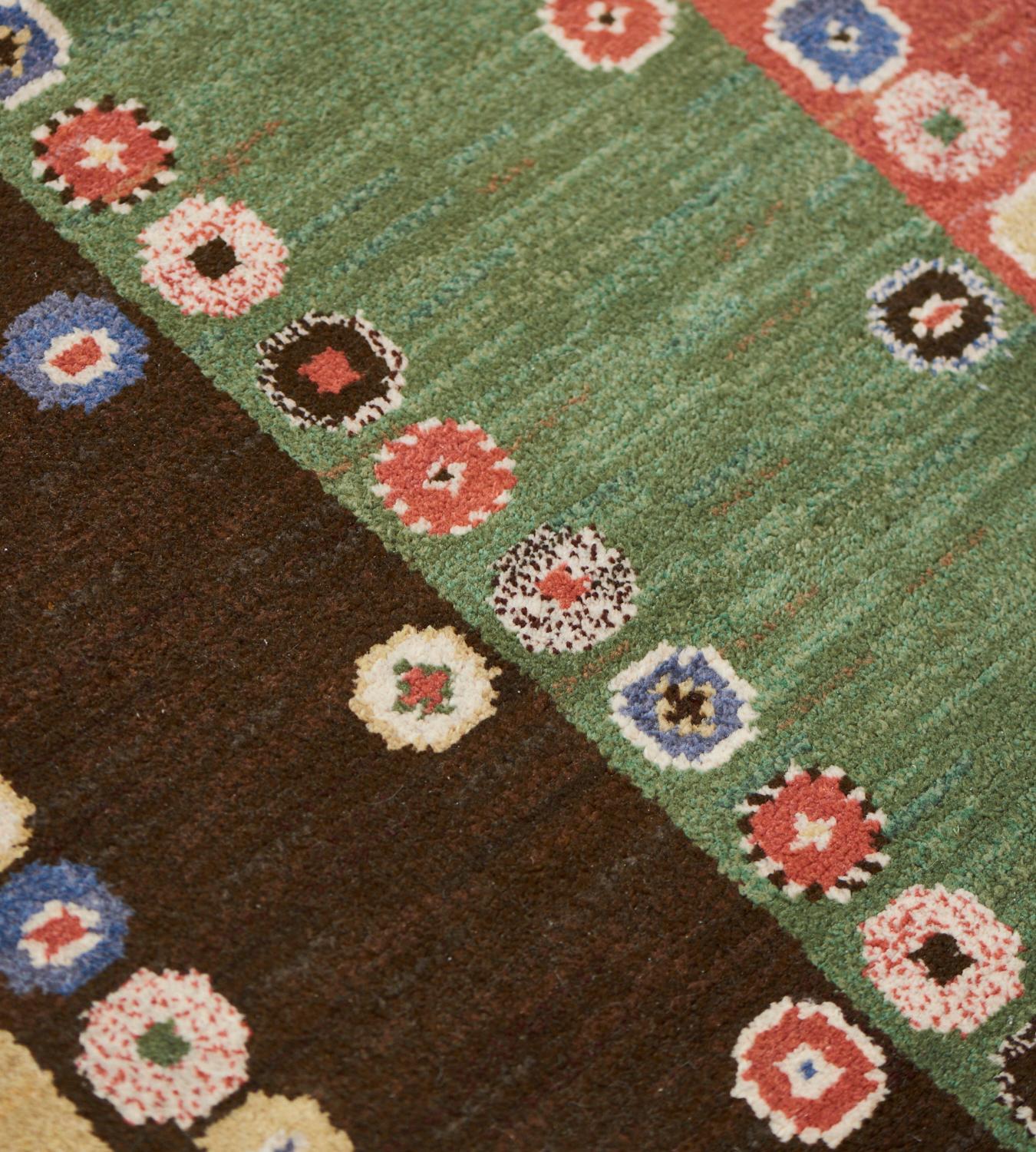 Mid-20th Century Handwoven Wool Swedish Rug For Sale 1