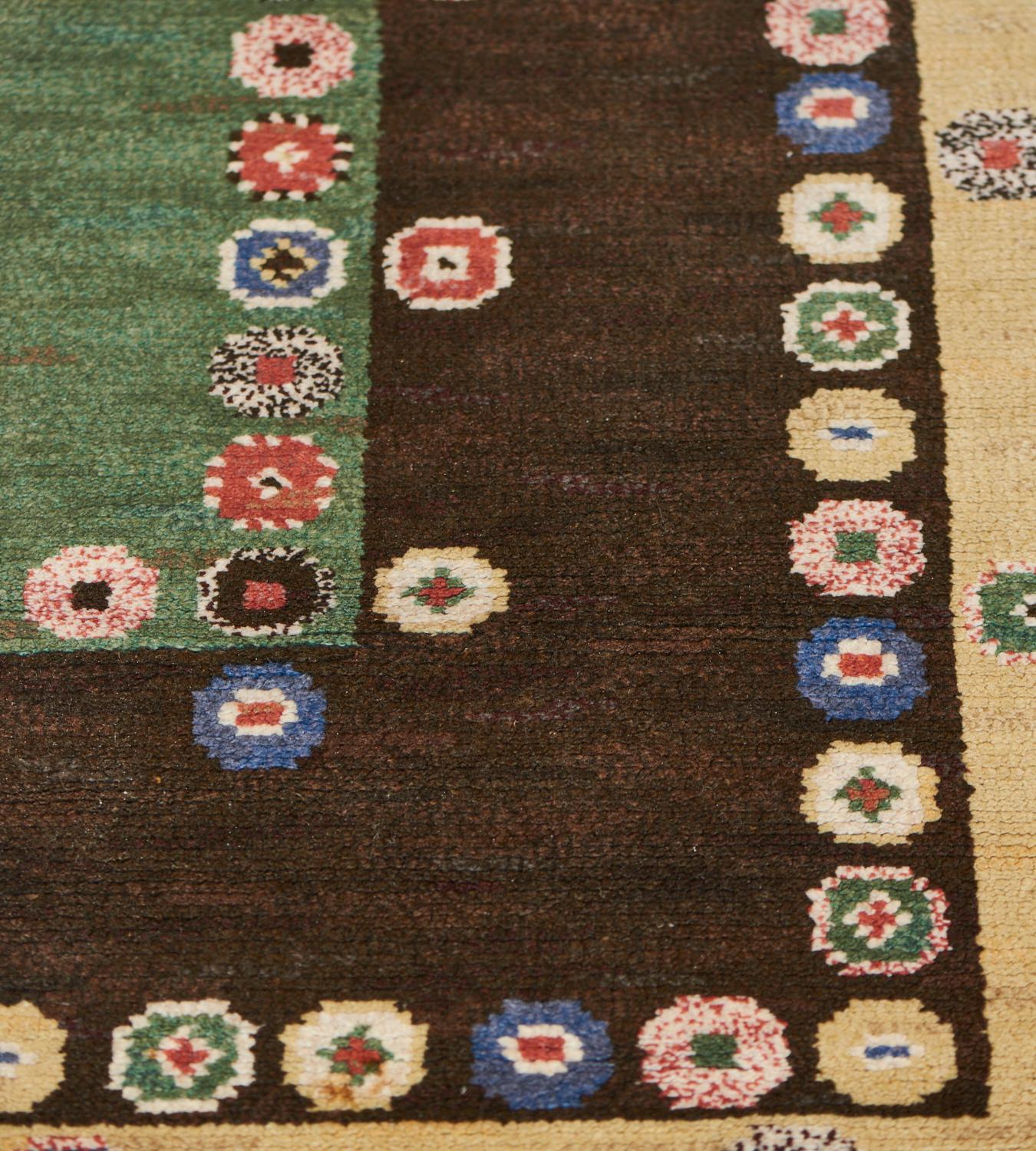 Mid-20th Century Handwoven Wool Swedish Rug For Sale 3