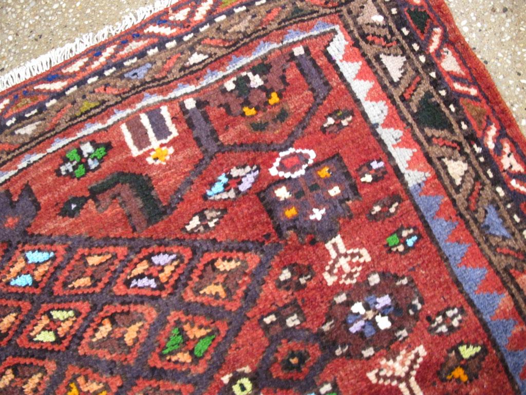 Mid-20th Century Hanndmade Persian Hamadan Throw Rug For Sale 1