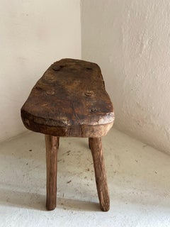 Mid 20th Century Hardwood Stool from Central Mexico