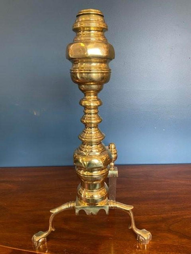 Mid 20th Century Harvin Company Federal Style Brass Andirons with