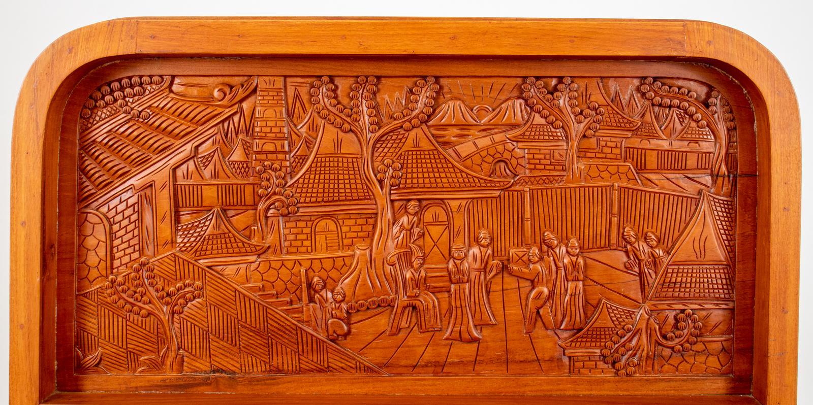 Mid-20th Century Heavily Hand Carved Wood Cocktail Bar Cabinet For Sale 3