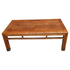Mid-20th Century Henredon Fruitwood and Brass Mounted Feet Coffee Table