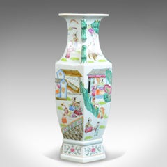 Mid-20th Century, Hexagonal, Baluster Vase, Chinese Ceramic Urn