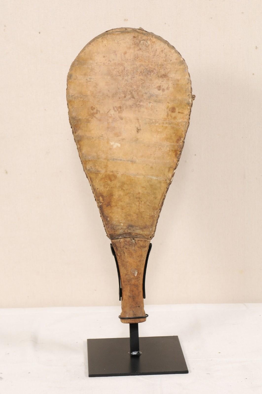 Mid-20th Century Hide and Wood Game Paddle For Sale 4