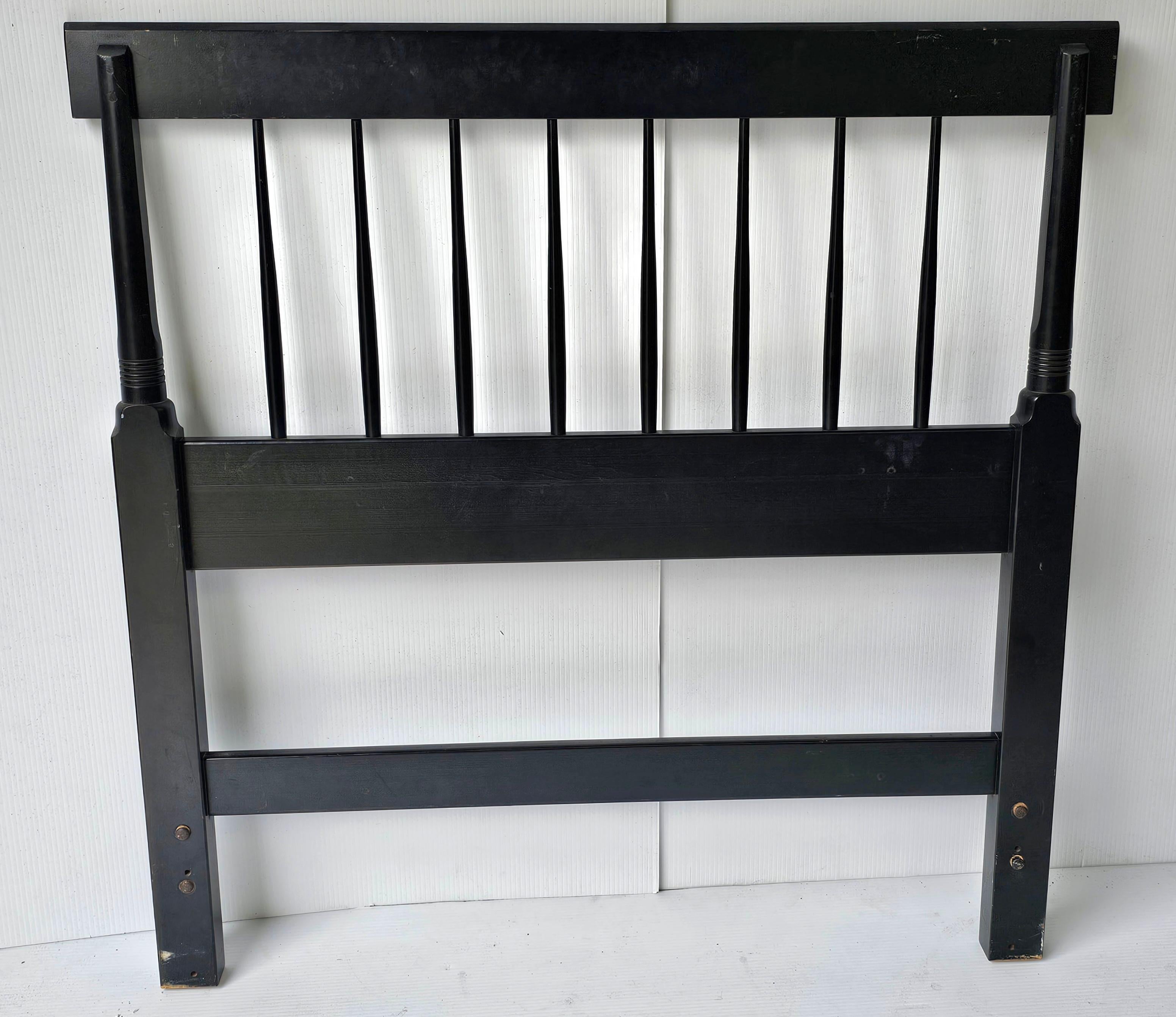 Cherry Mid-20th Century Hitchcock Ebonized and Decorated Twin Size Headboard For Sale