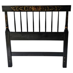 Mid-20th Century Hitchcock Ebonized and Decorated Twin Size Headboard