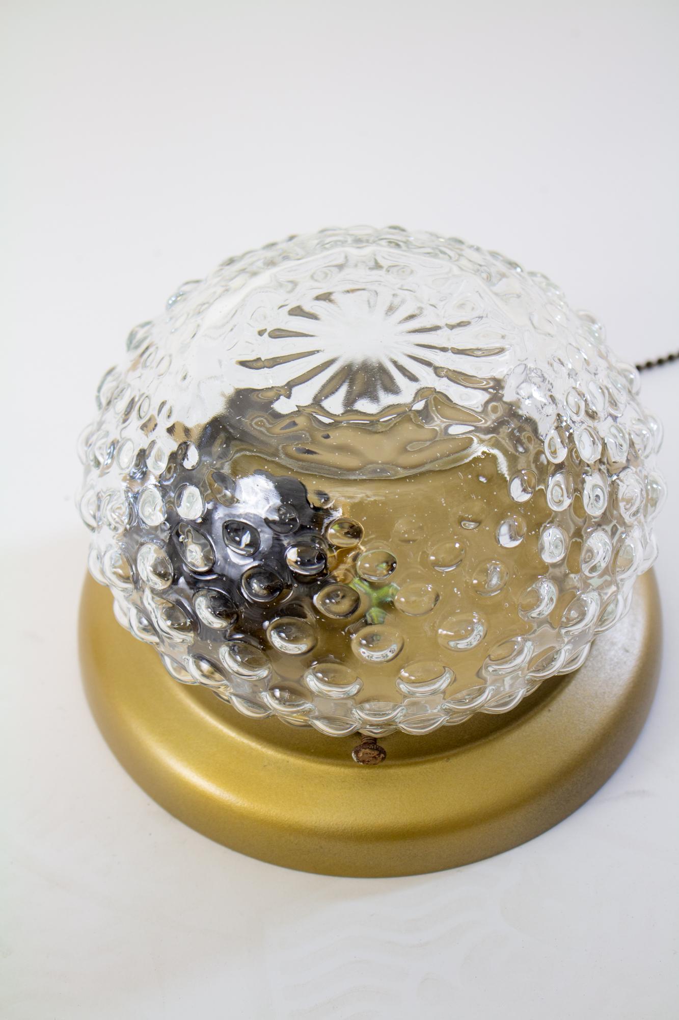 Mid-20th Century Hobnail Flush Mount Fixture In Good Condition For Sale In Canton, MA