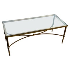 Mid 20th Century Hollywood Regency Brass & Smoked Glass Coffee Table
