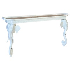 Consola de pared escultórica de elefante tallado de mediados del siglo XX Hollywood Regency