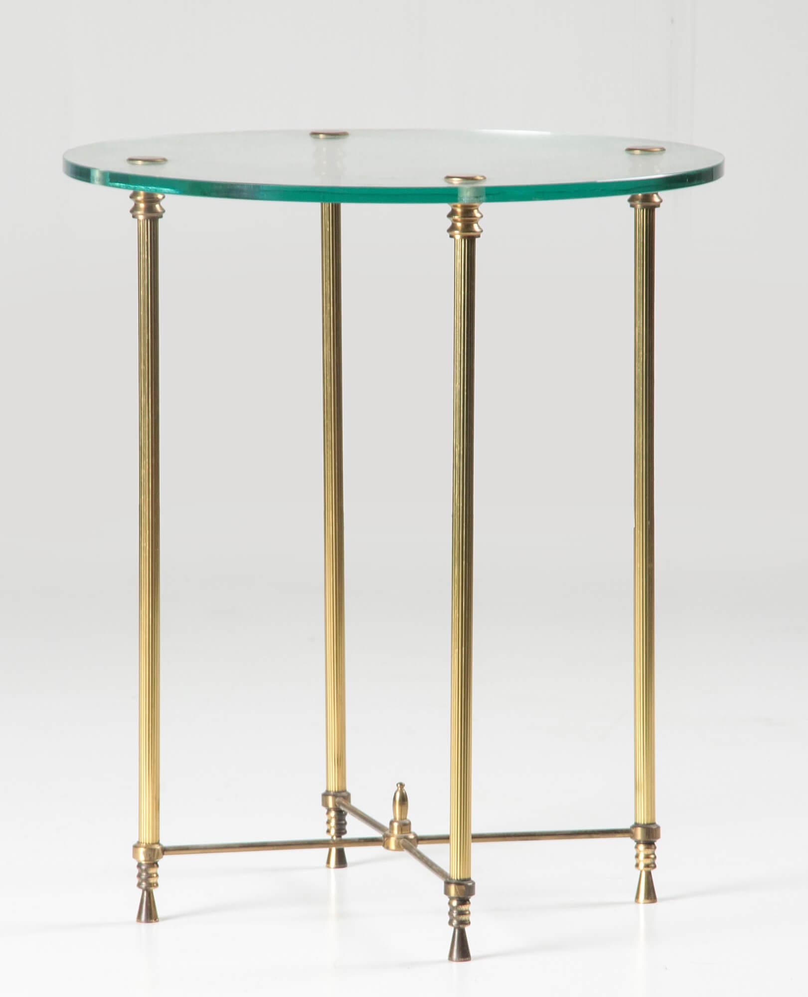 Mid-20th Century Hollywood Regency Sidetable, Glass and Copper 8