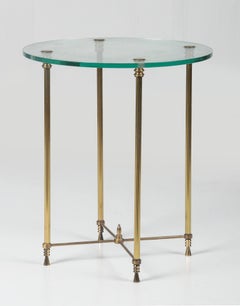 Mid-20th Century Hollywood Regency Sidetable, Glass and Copper