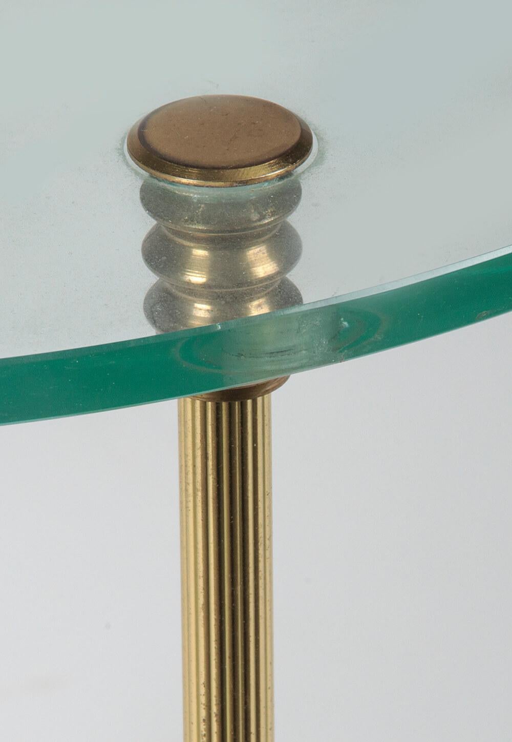 Mid-20th Century Hollywood Regency Sidetable, Glass and Copper 4