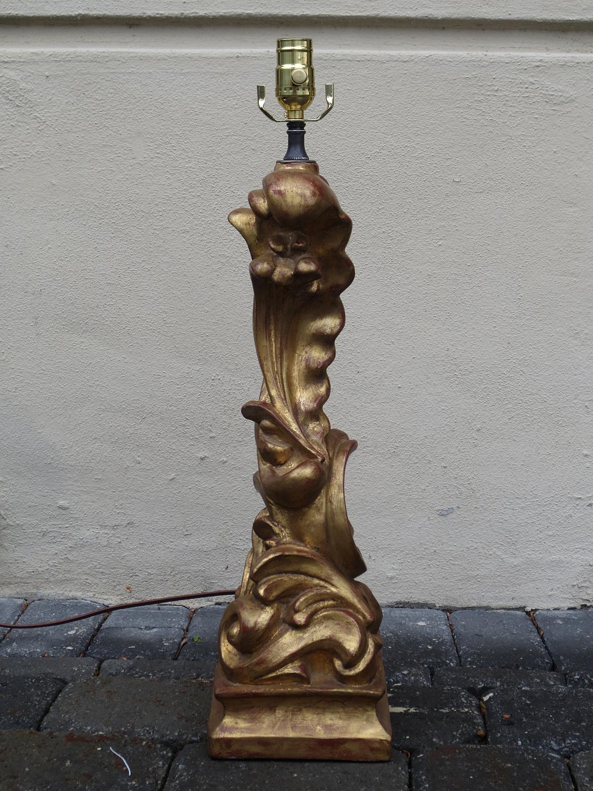 Mid-20th century Hollywood Regency style custom gilded lamp
New wiring.
