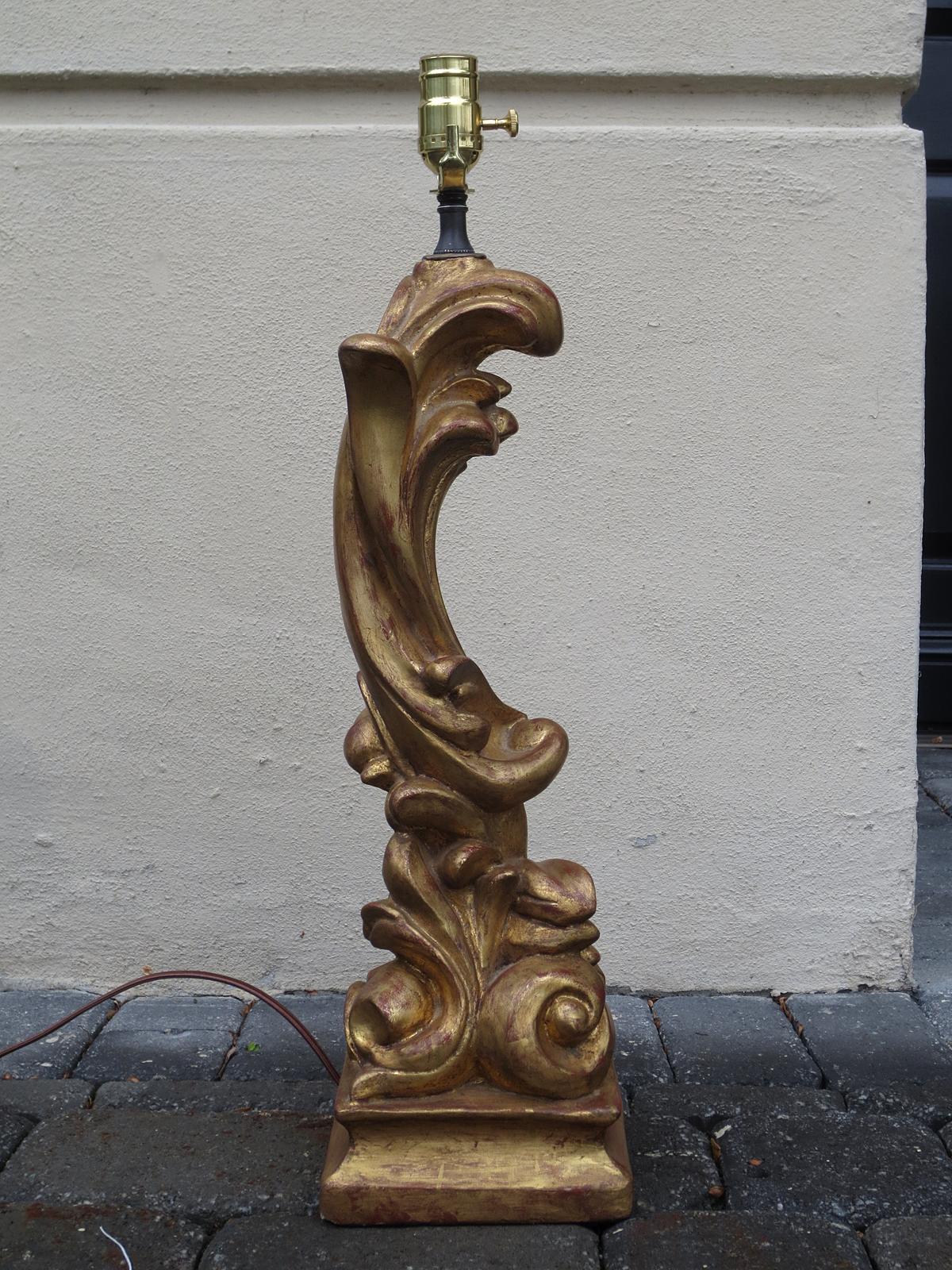 Plaster Mid-20th Century Hollywood Regency Style Custom Gilded Lamp For Sale