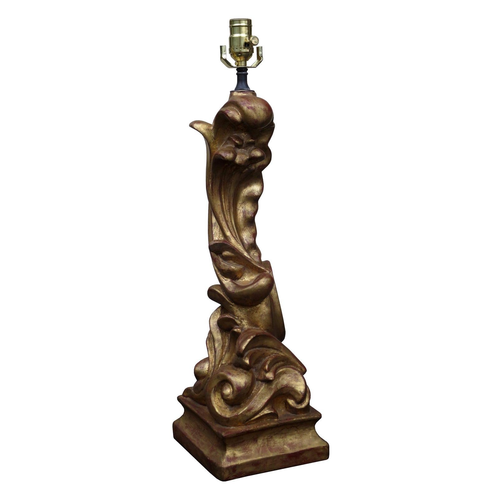 Mid-20th Century Hollywood Regency Style Custom Gilded Lamp For Sale