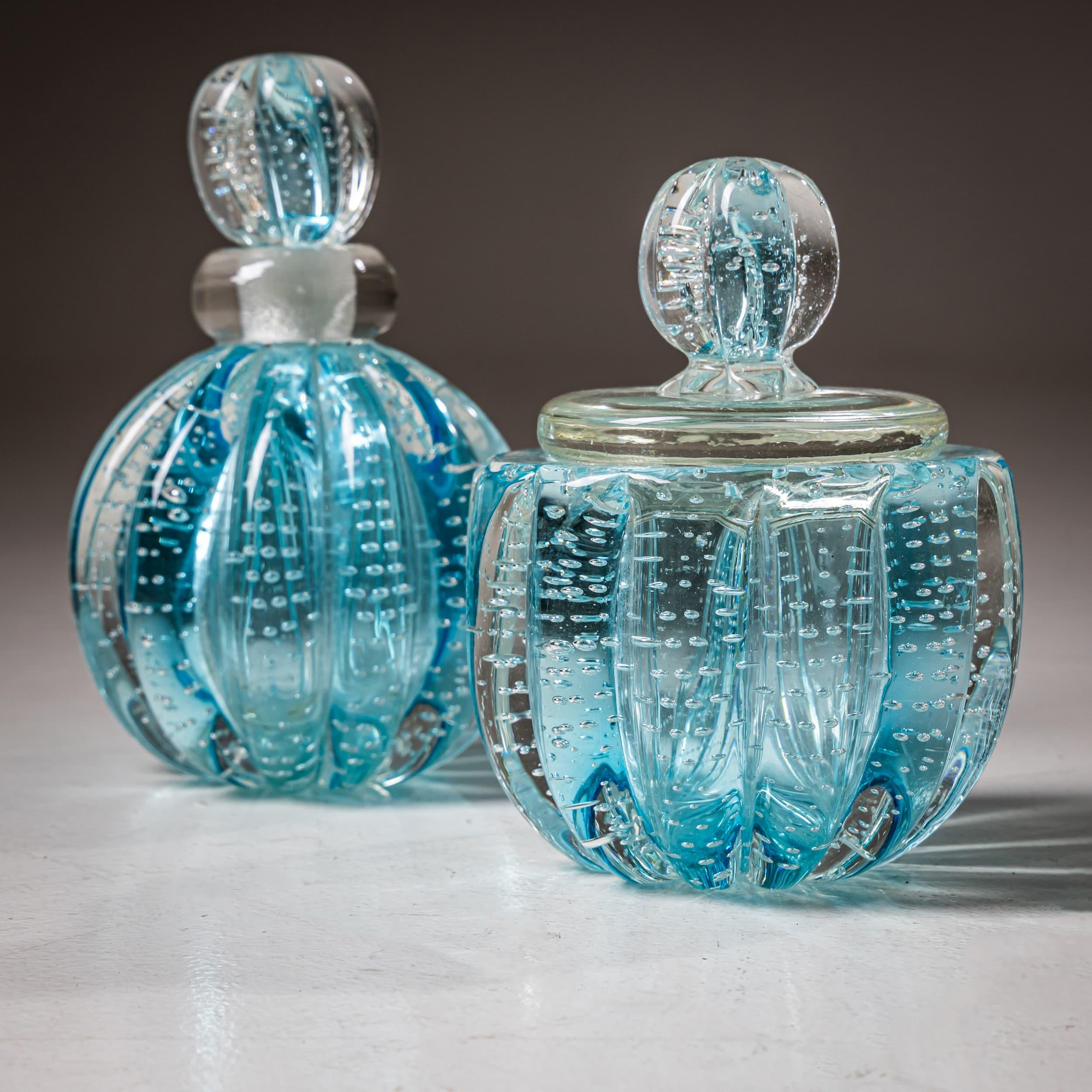 Mid-20th Century Hollywood Regency Style Murano Glass Bottles, Italy In Good Condition For Sale In New York, NY