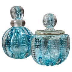 Mid-20th Century Hollywood Regency Style Murano Glass Bottles, Italy