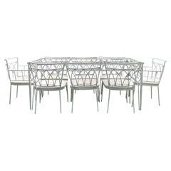 Mid 20th Century Hollywood Regency Wrought Iron Dining Table and 8 Chairs