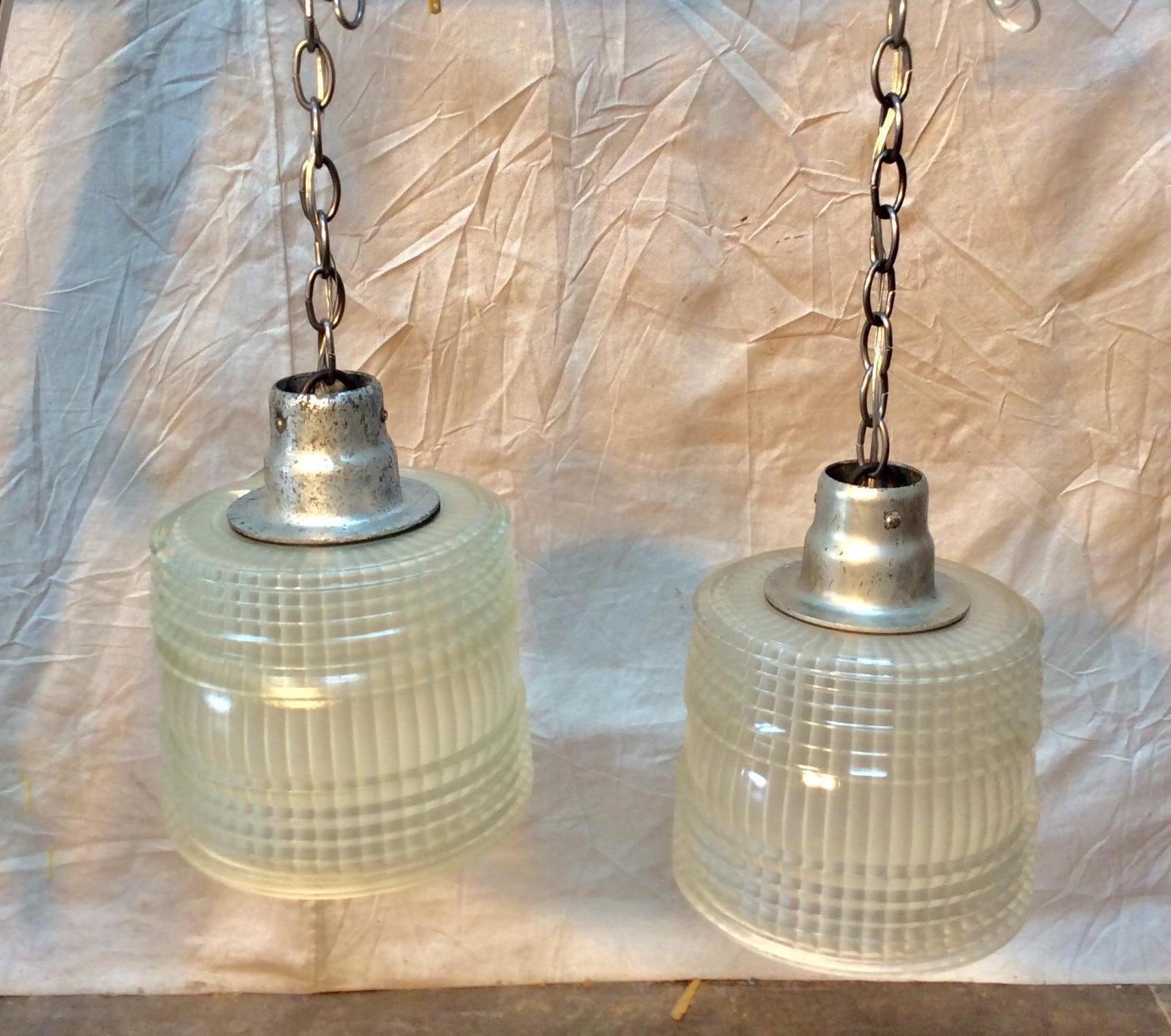 Mid-20th Century Holophane French Pendant Lights, a Pair For Sale 9