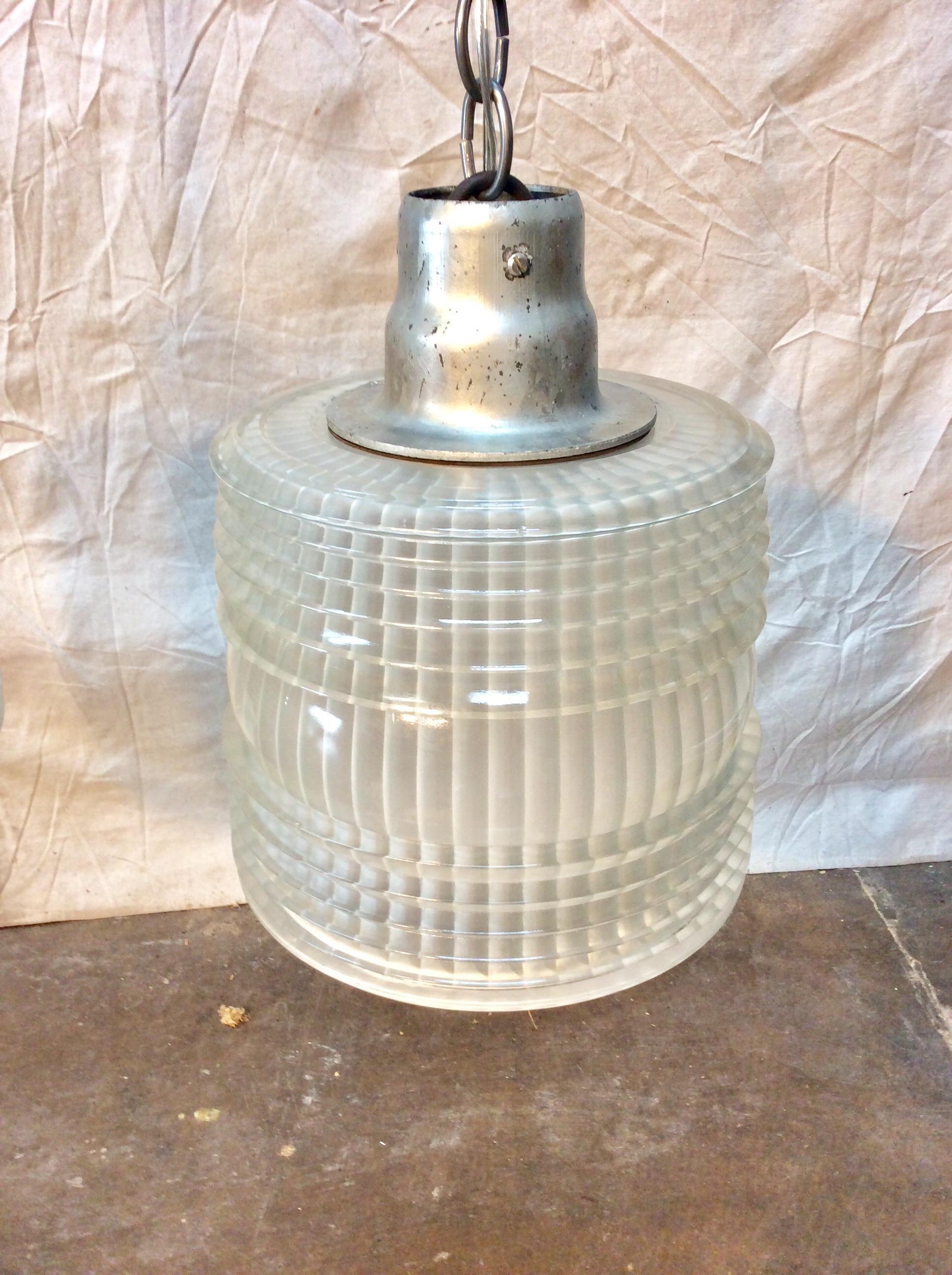 Mid-20th Century Holophane French Pendant Lights, a Pair For Sale 2