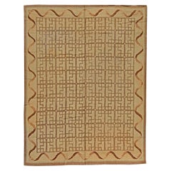 Tapis en laine géométrique crocheté vintage unique en son genre
