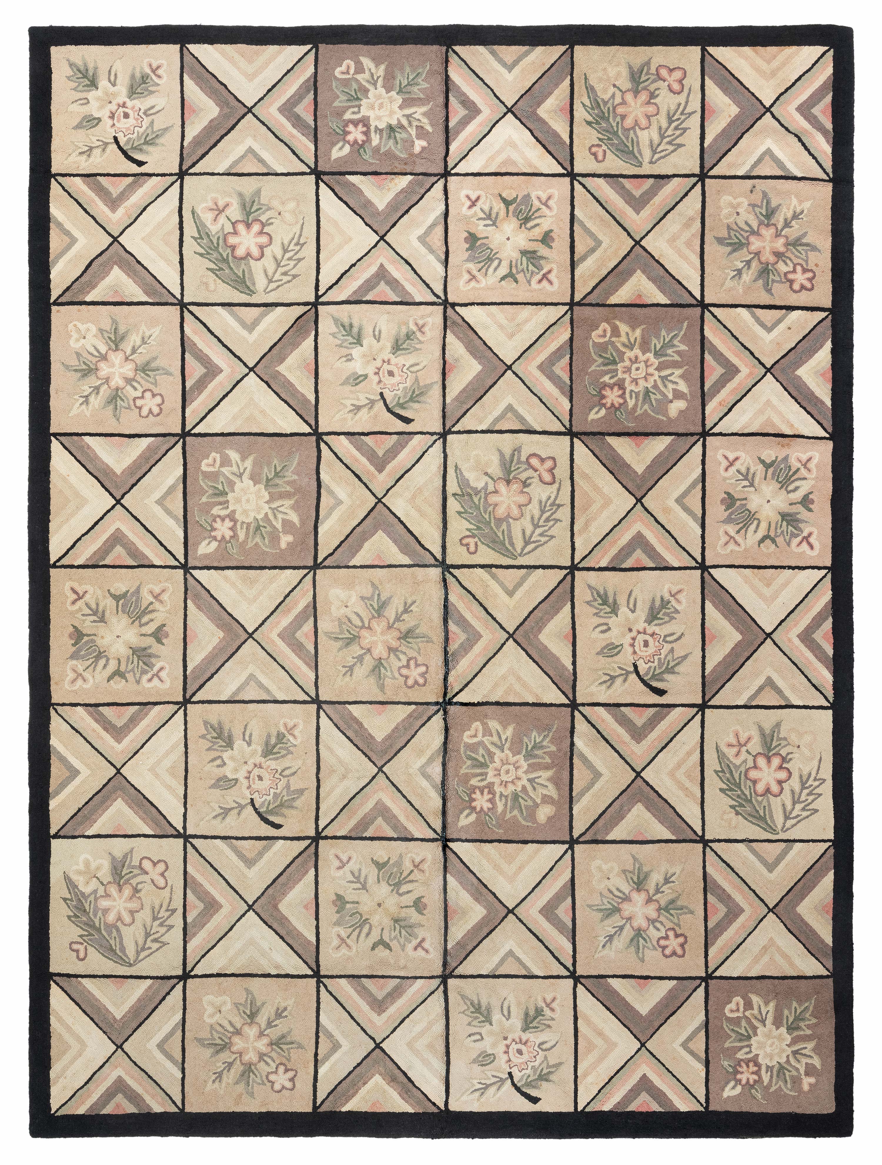Mid 20th Century Pictorial American Hooked Rug ( 3'2