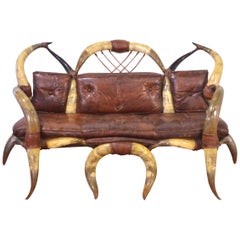 Mid-20th Century Horn and Leather Sofa