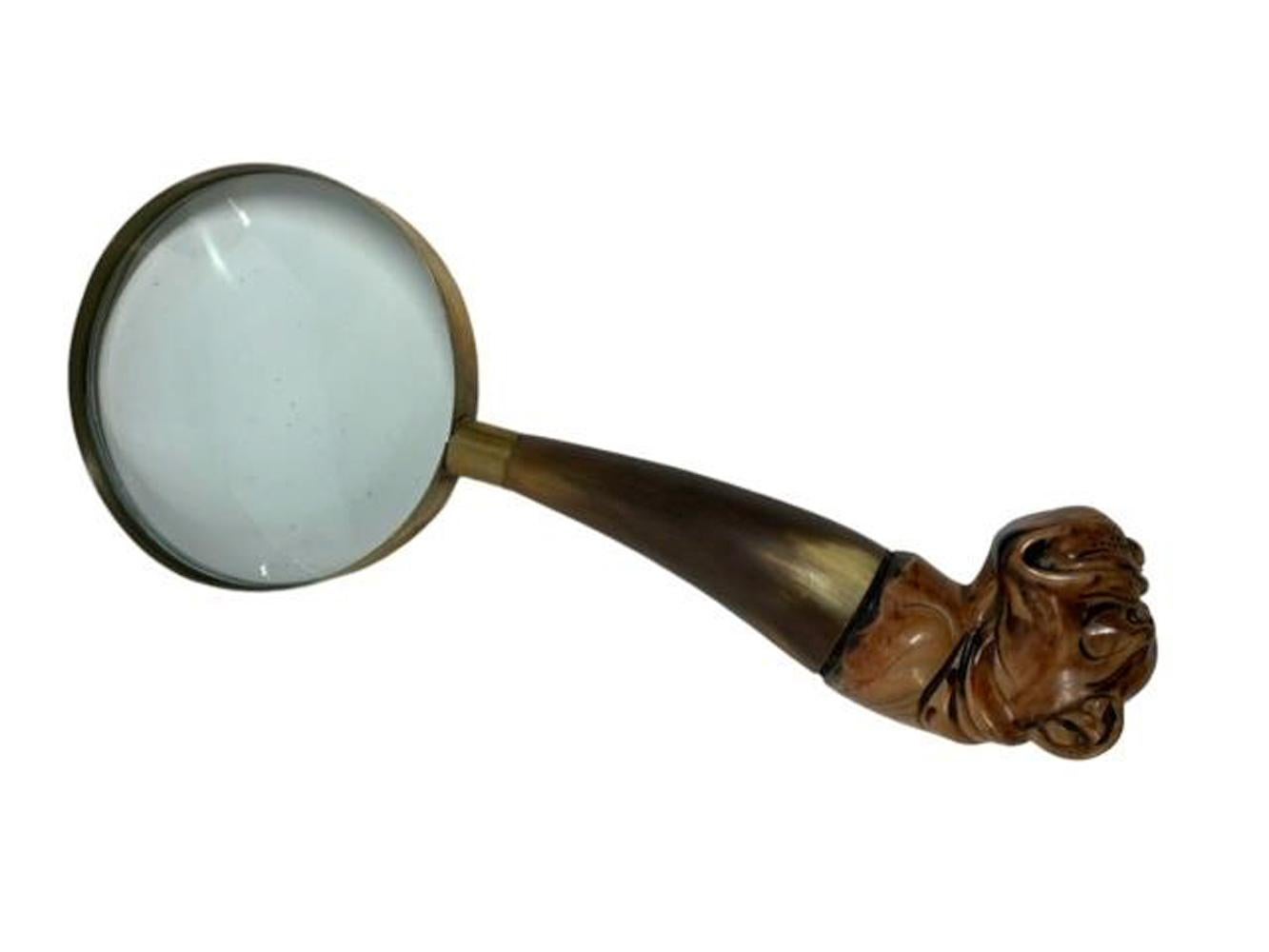 Mid 20th century handheld magnifying glass with a 4