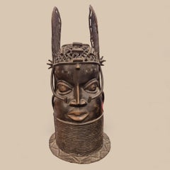 Mid-20th Century Ife-Style Bronze Royal Head, Benin