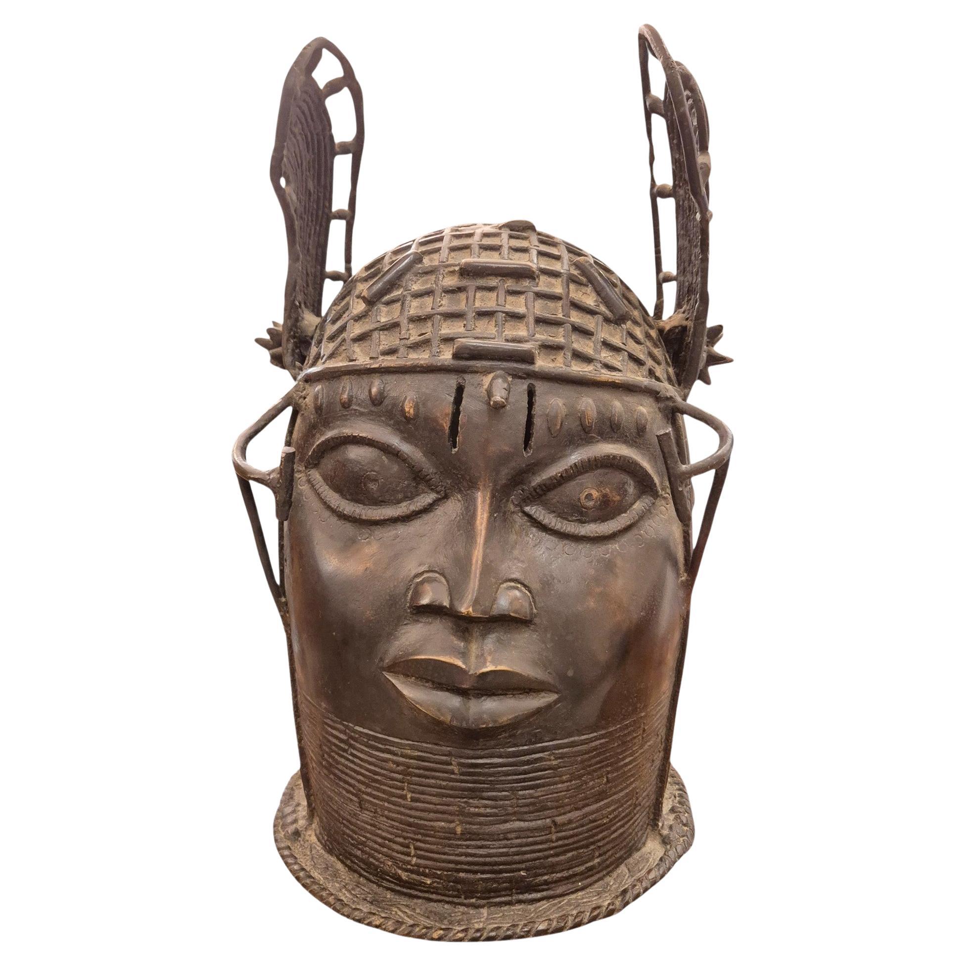 Mid-20th Century Ife-Style Bronze Royal Head, Benin