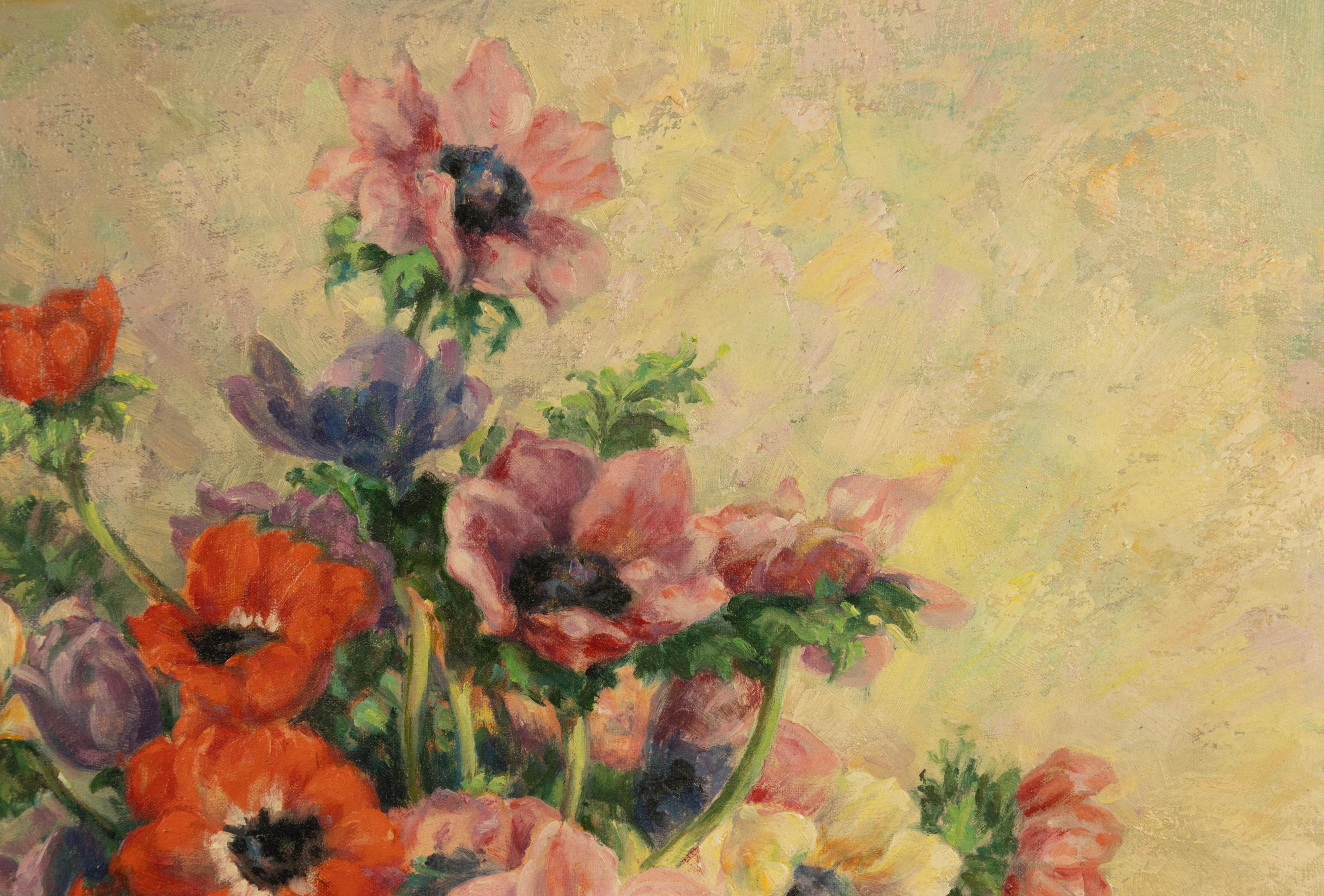Mid 20th Century Impressionistic Oil Painting - Flowers - by Arthur de Geest For Sale 5