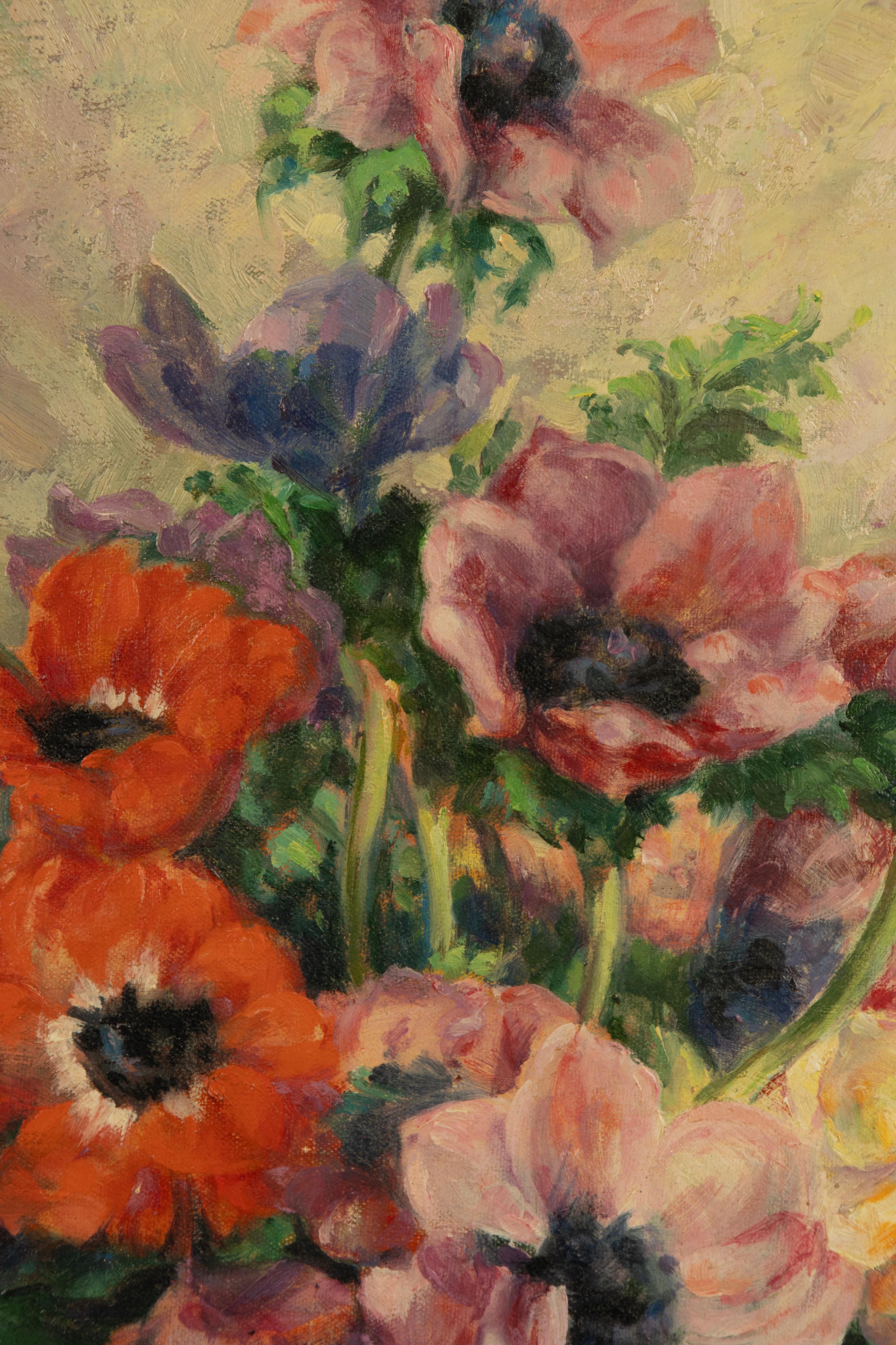 Mid 20th Century Impressionistic Oil Painting - Flowers - by Arthur de Geest For Sale 7