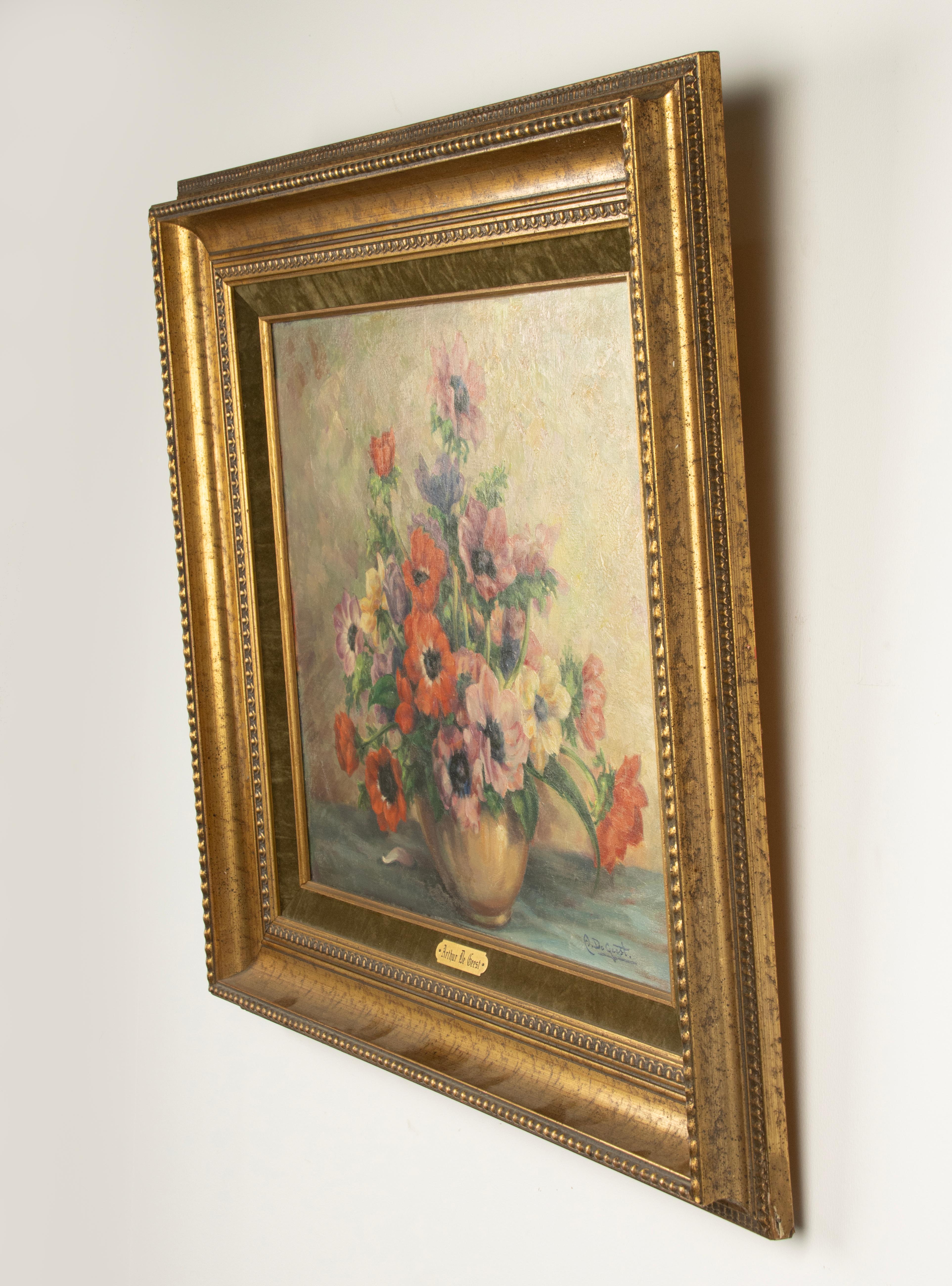 Mid-20th Century Mid 20th Century Impressionistic Oil Painting - Flowers - by Arthur de Geest For Sale
