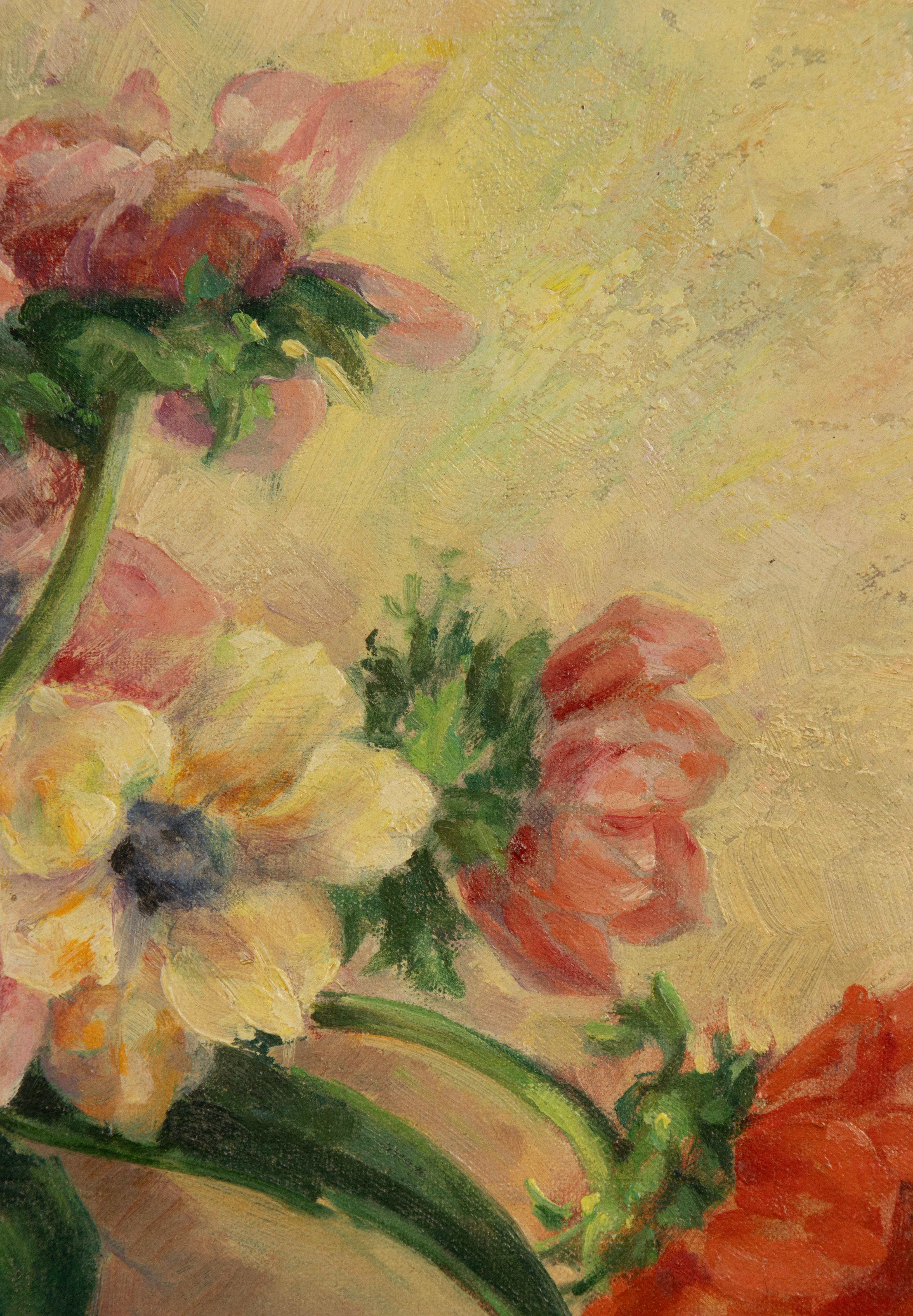 Canvas Mid 20th Century Impressionistic Oil Painting - Flowers - by Arthur de Geest For Sale