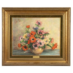 Pittura a olio impressionista della metà del XX secolo - Fiori - di Arthur de Geest