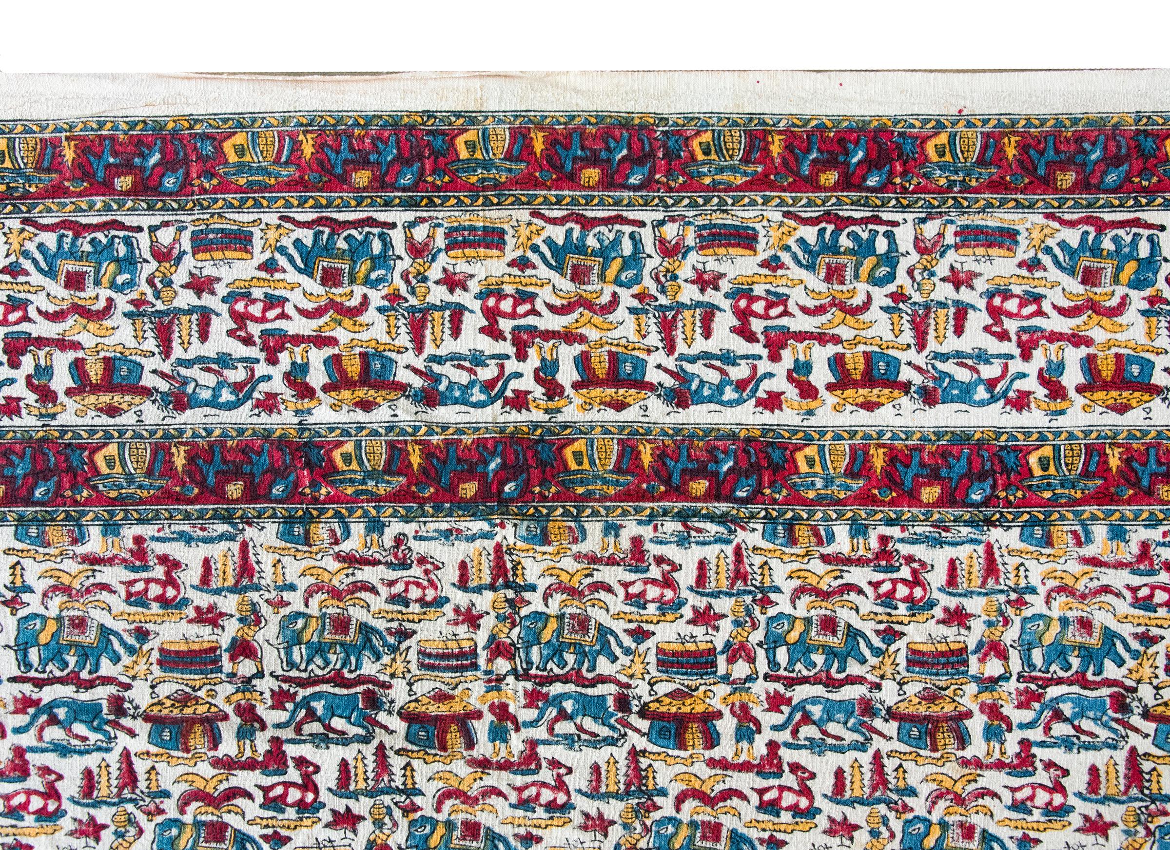 MId-20th Century Indian Block Printed Textile For Sale 7