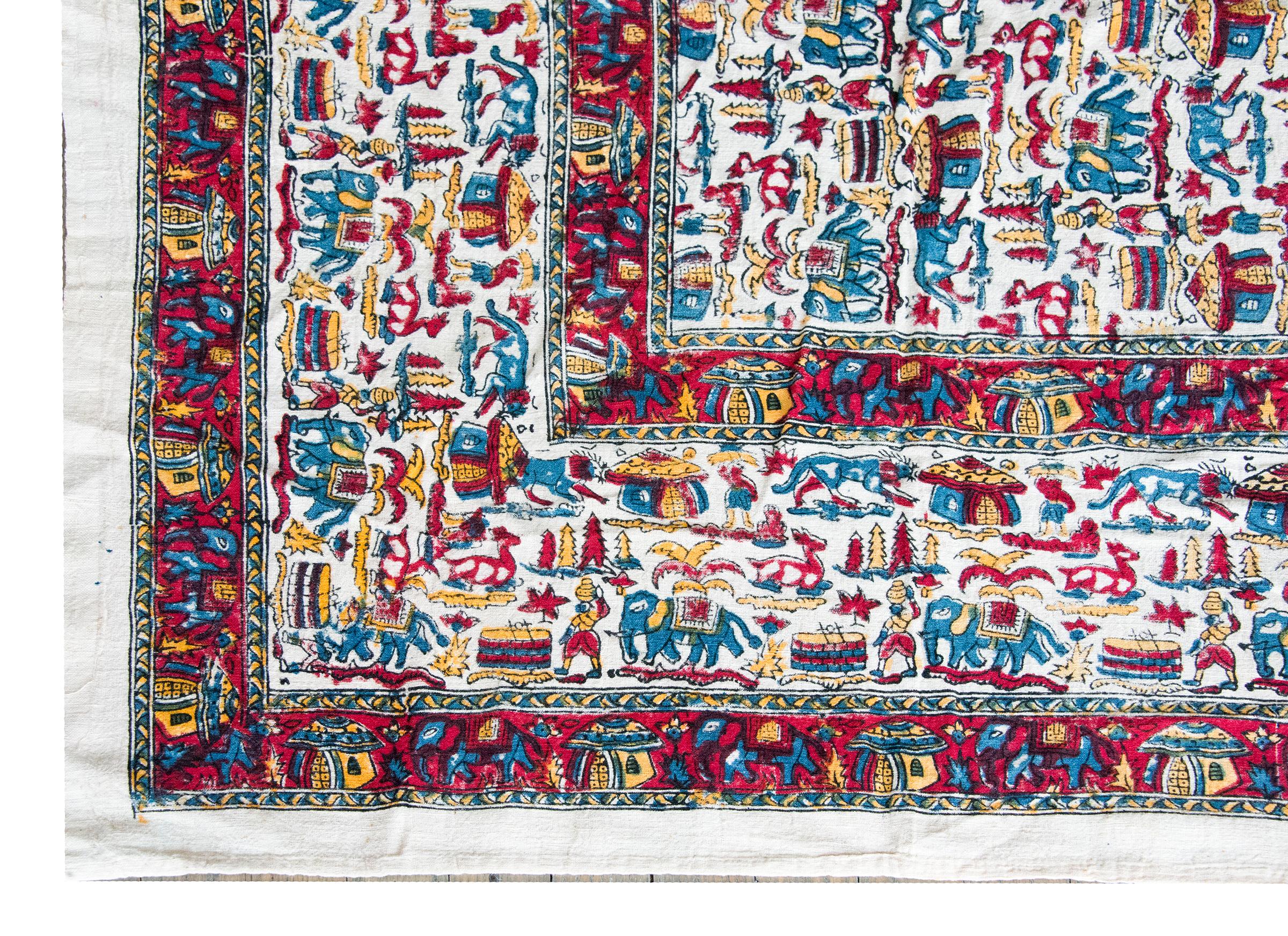 MId-20th Century Indian Block Printed Textile For Sale 8