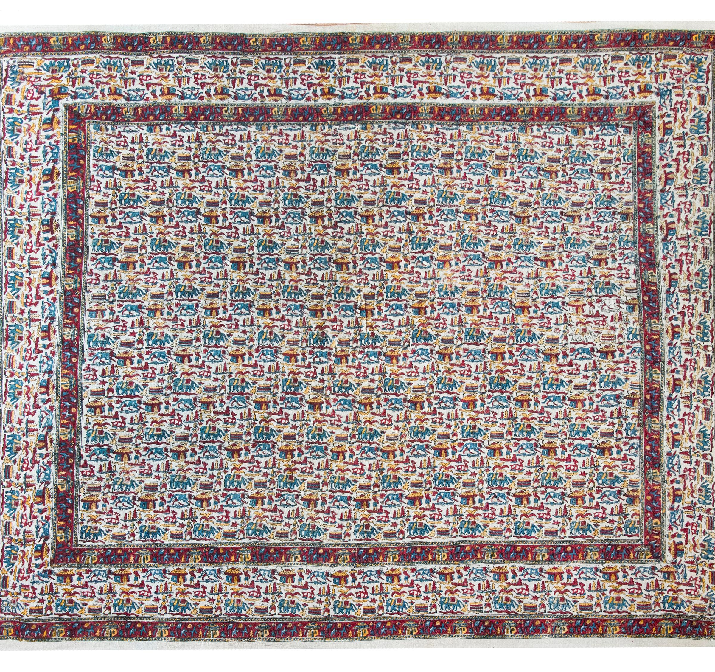 Mid-Century Modern MId-20th Century Indian Block Printed Textile For Sale