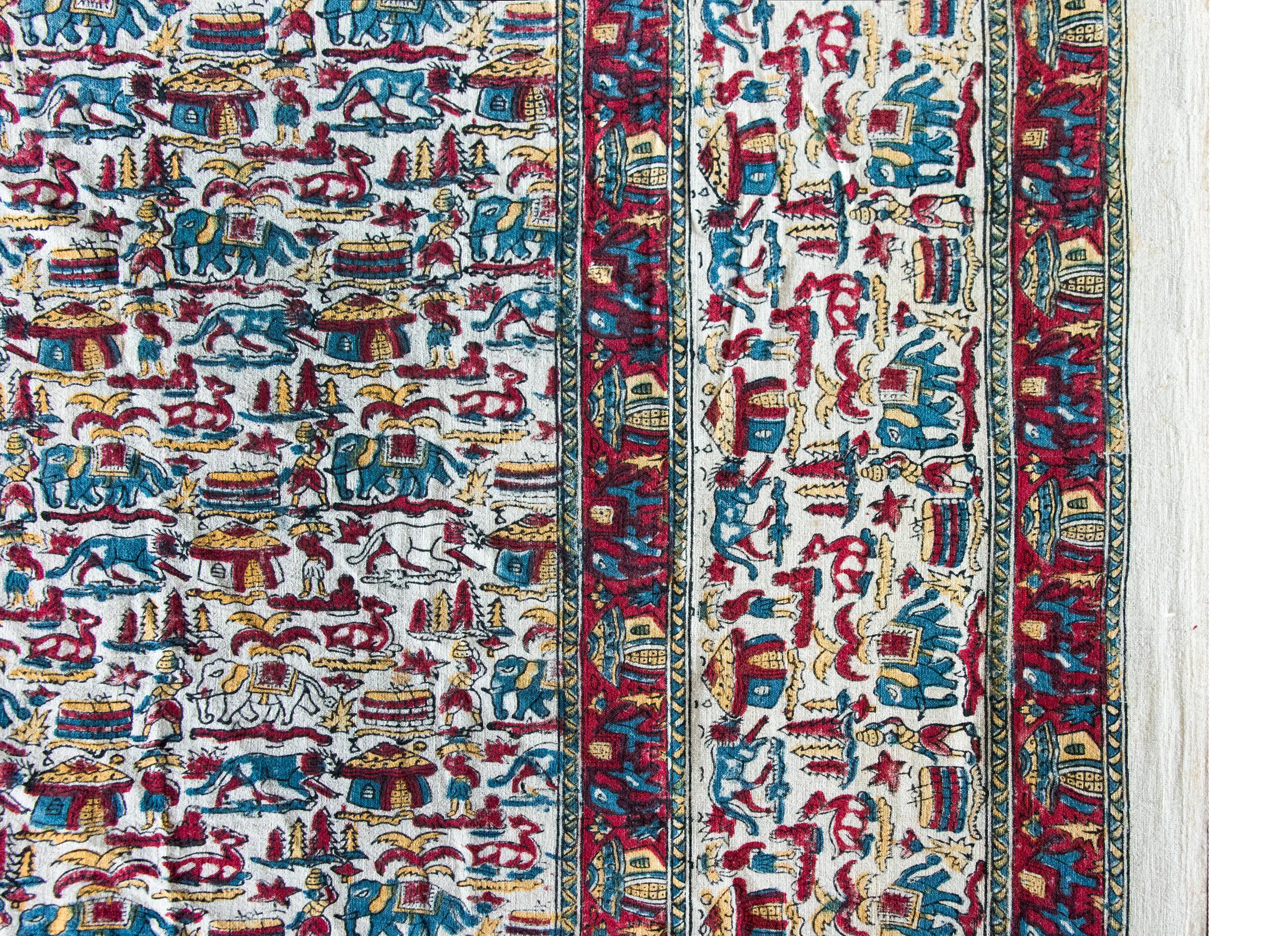 MId-20th Century Indian Block Printed Textile In Good Condition For Sale In Chicago, IL