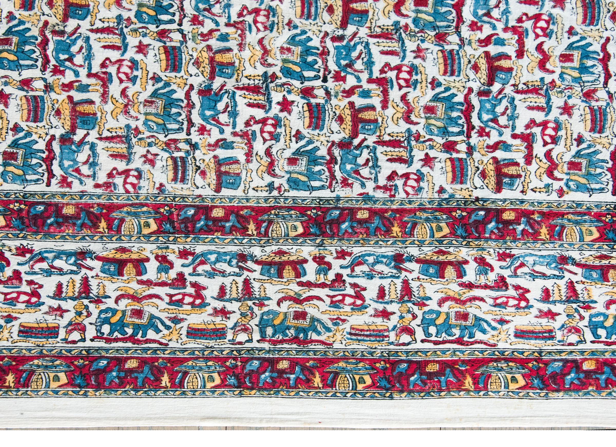 MId-20th Century Indian Block Printed Textile For Sale 2