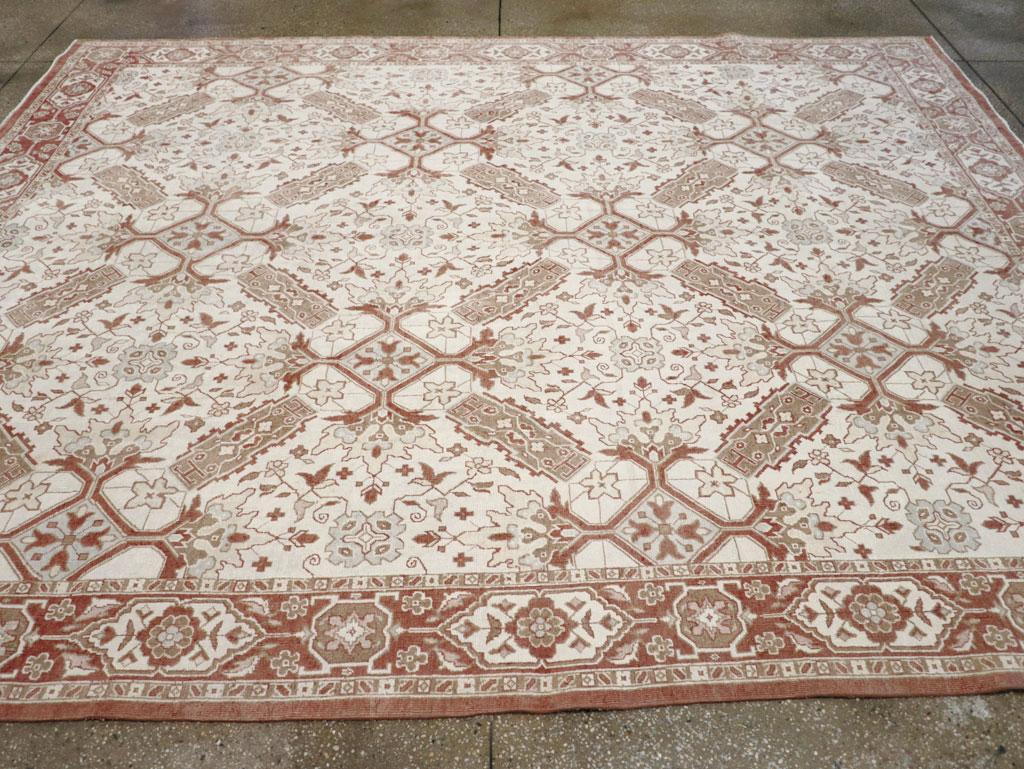 Annodato a mano Tappeto Agra in cotone indiano della metà del XX secolo, di dimensioni ridotte, per una stanza in vendita