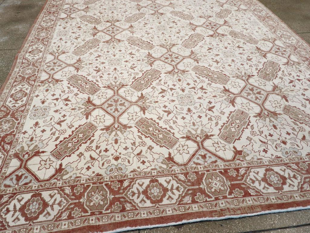 Cotone Tappeto Agra in cotone indiano della metà del XX secolo, di dimensioni ridotte, per una stanza in vendita