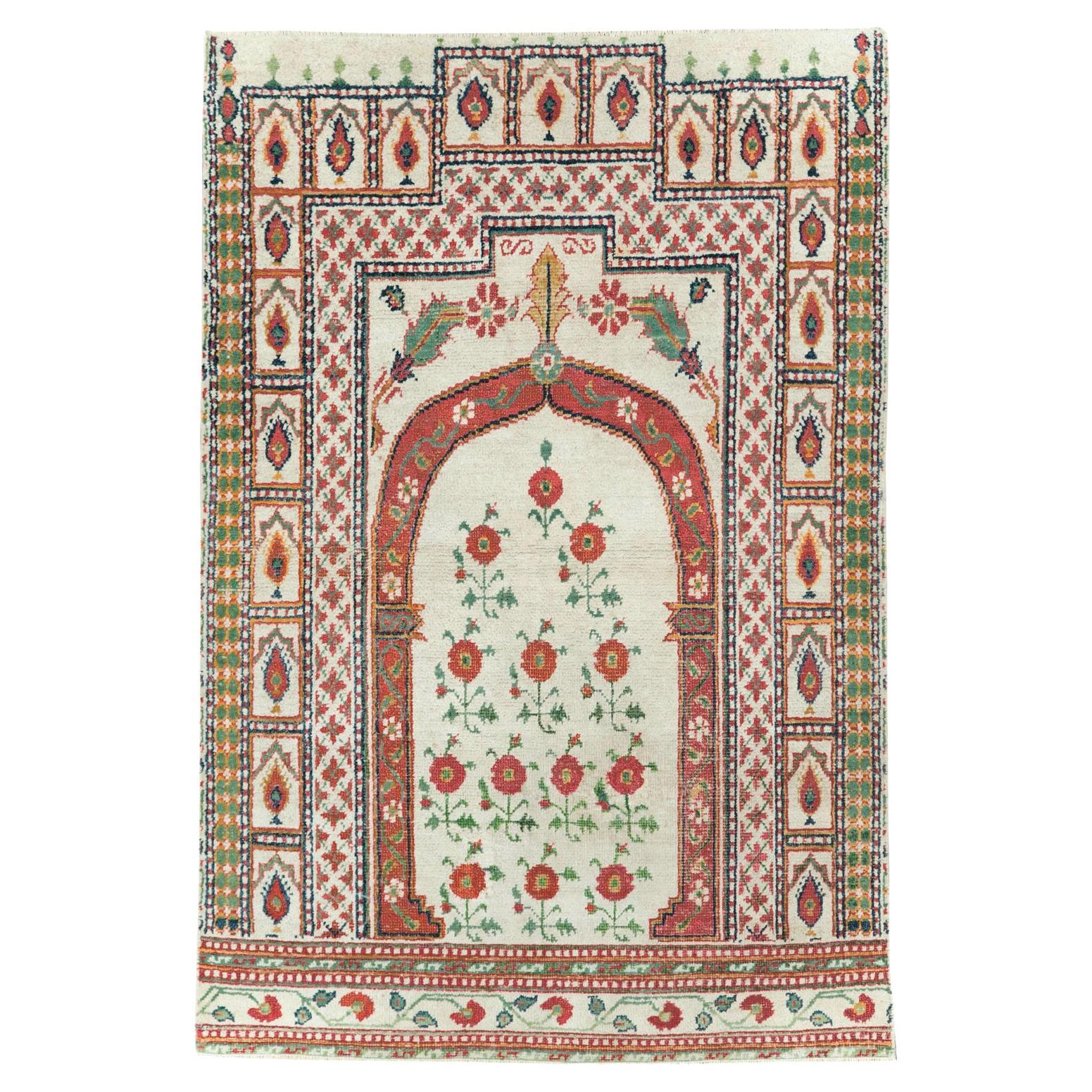 Alfombra Agra de algodón indio de mediados del siglo XX en venta