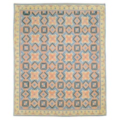 Moquette indienne du milieu du 20e siècle, Dhurrie, tissage plat, grande pièce