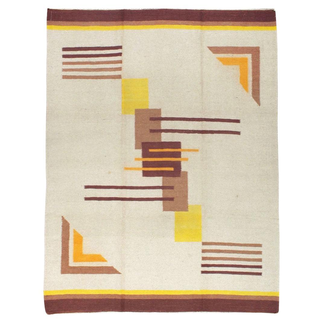 Mid-20th Century Indian Flatweave Dhurrie Room Size Carpet