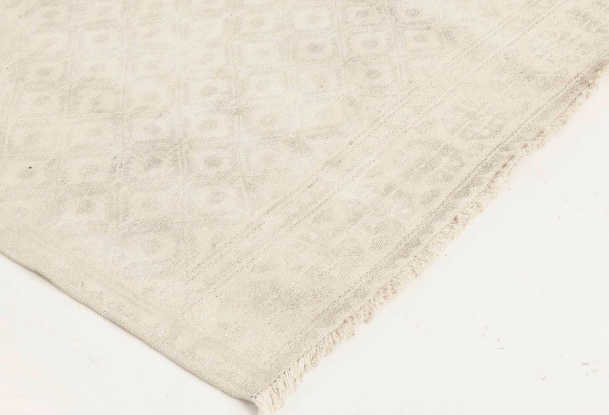 20ième siècle Chemin de table en coton beige fait main de style indien du milieu du siècle dernier en vente