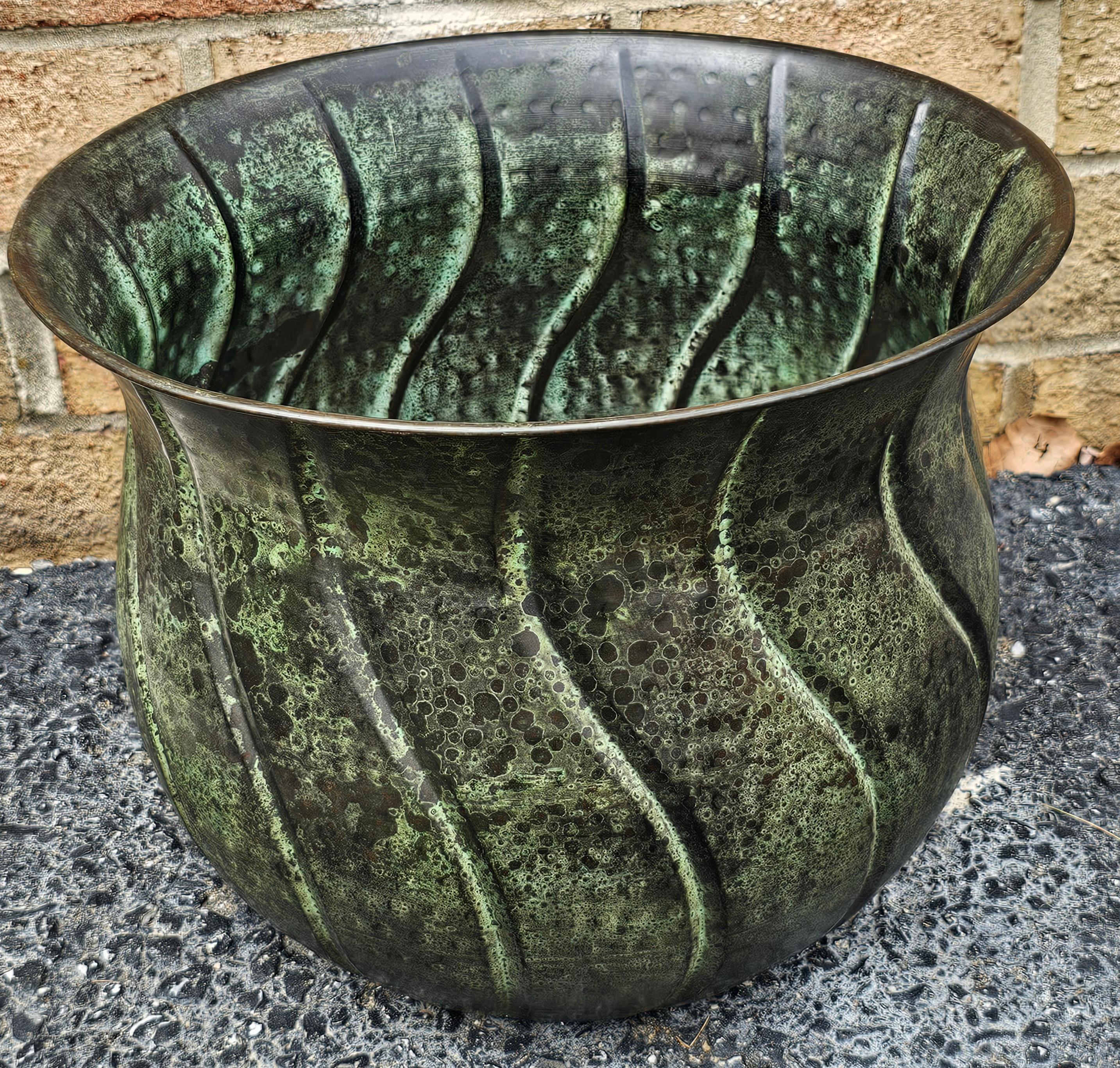 A mid 20th Century parinated metal Indian Jardiniere. Measures  14.25