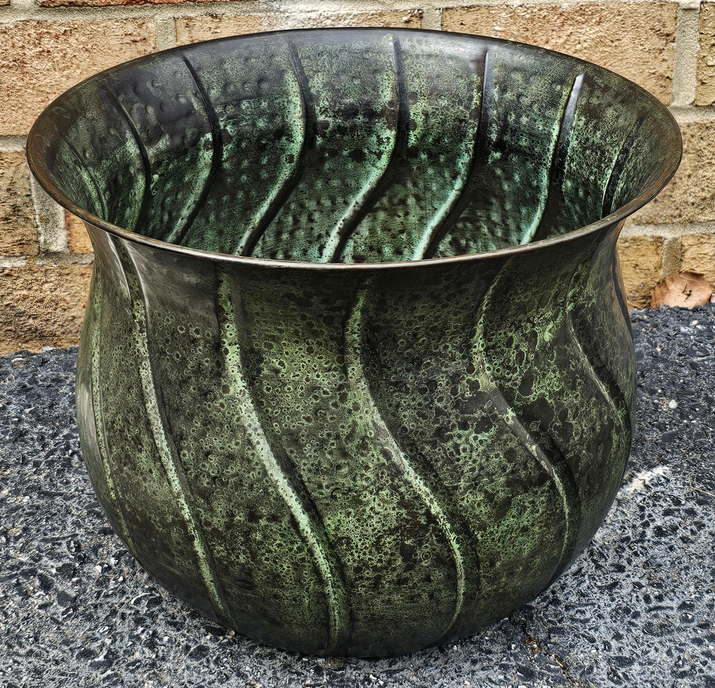 American Mid-20th Century Indian Patinated Metal Jardiniere For Sale