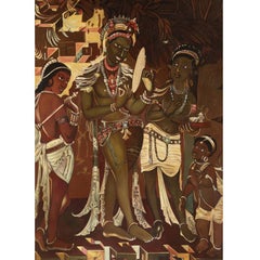 Mid-20th Century Indian School Painting "Musicians" Oil on Canvas